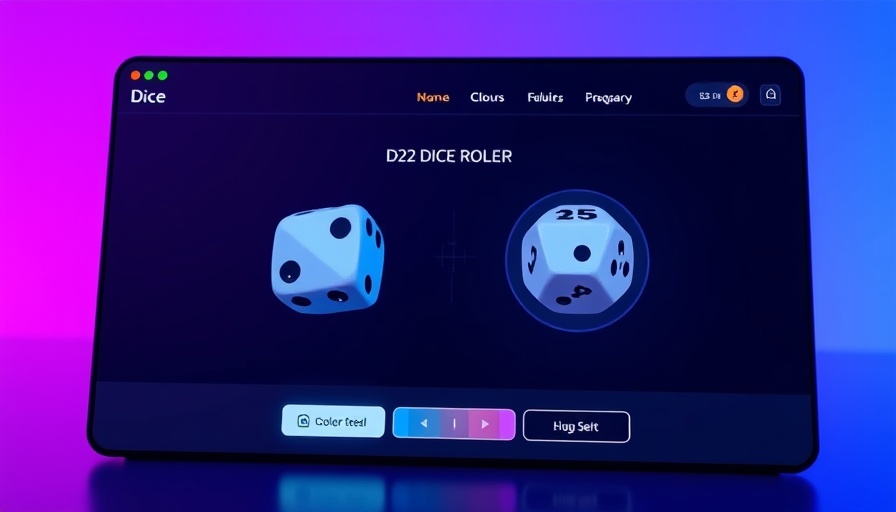 Modern D20 dice roller web app with a sleek design and gradient background