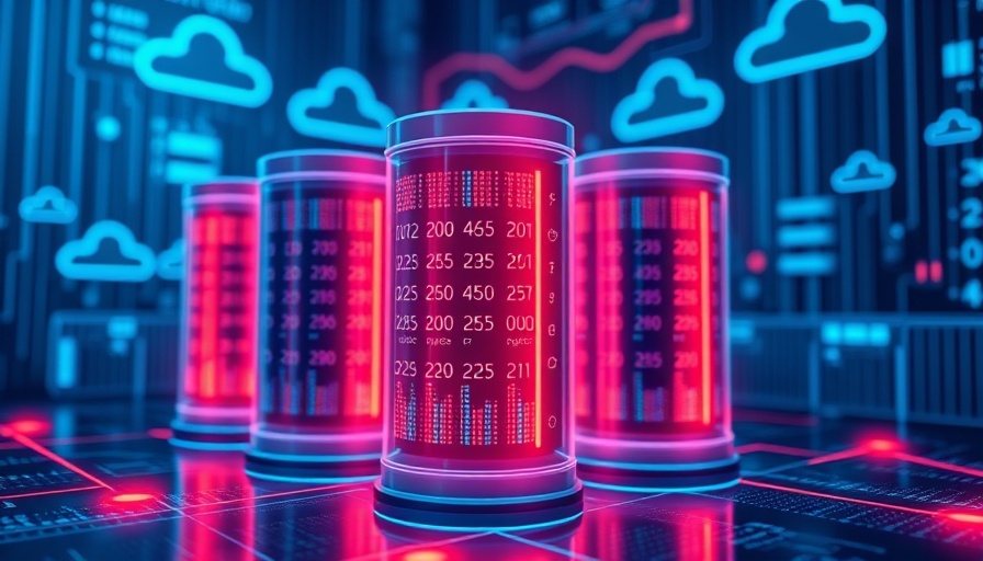 Autonomous cloud storage optimization interface with glowing cylinders.