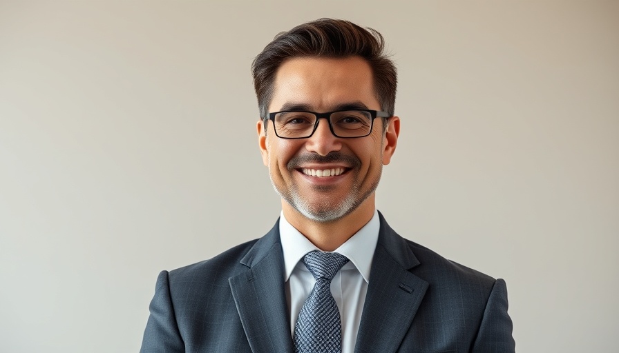 Confident man in business suit offering UK property market innovation advice.
