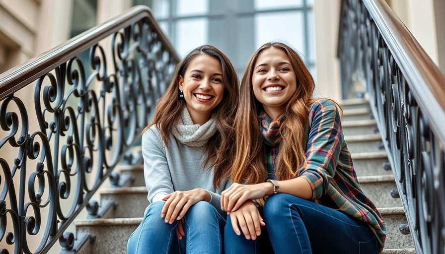 Women smiling on stairs, AI leadership development platform acquisition.