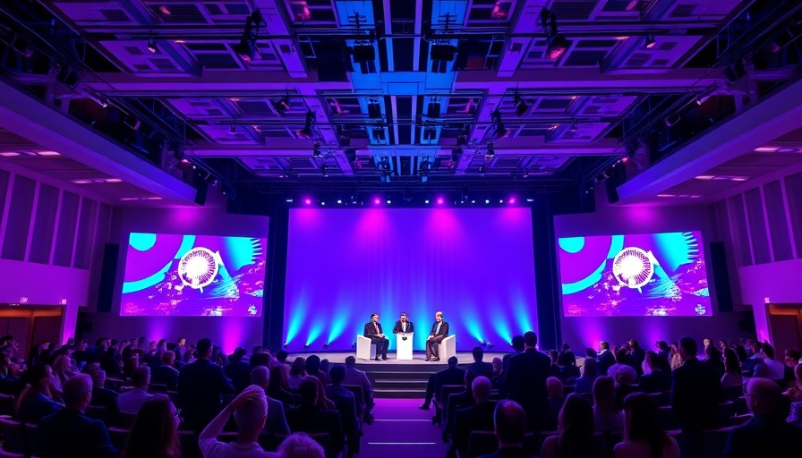 Conference stage at RAISE Summit showcasing AI ecosystems discussion.