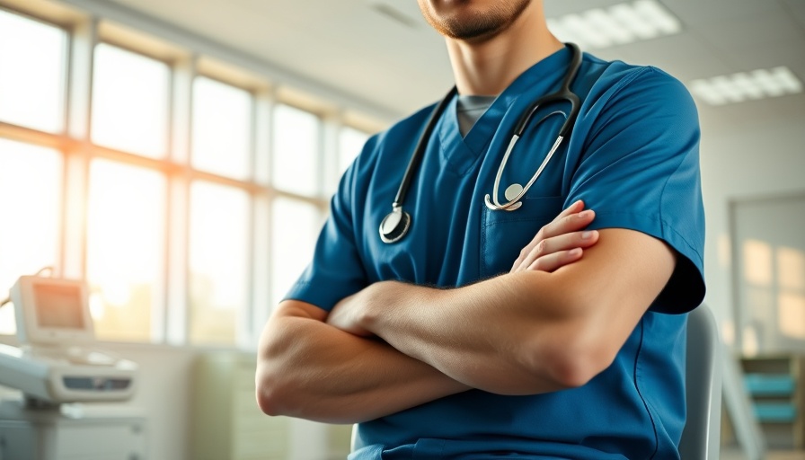 Healthcare professional using AI pin technology in hospital setting.
