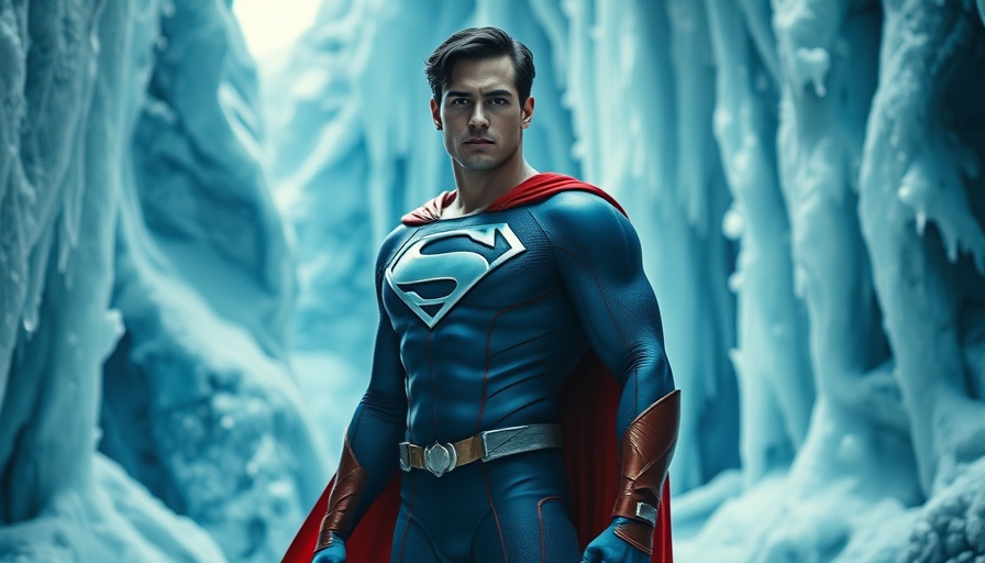 Superhero standing boldly in icy fortress, Superman box office preview.