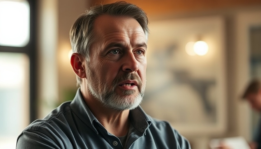 Engaged mature man speaking indoors, rest fuels you concept.