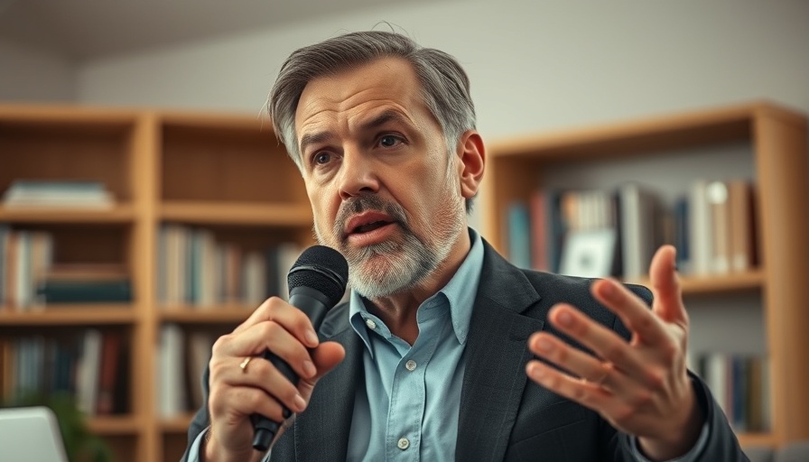 Middle-aged man discusses tax on dividends UK with engaged expression.