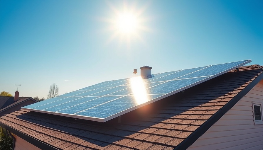 Plug-in solar panels on house roof under bright sun