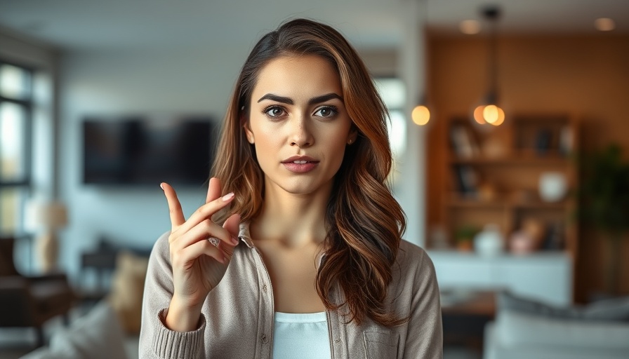 Confident woman sharing weird money-saving hacks at home.