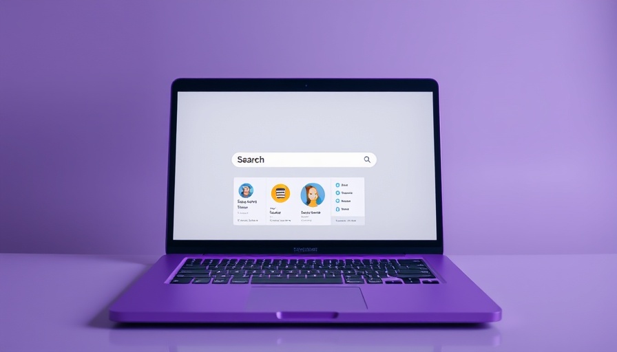 Purple laptop showing search bar, exploring browser alternatives to Chrome and Safari.
