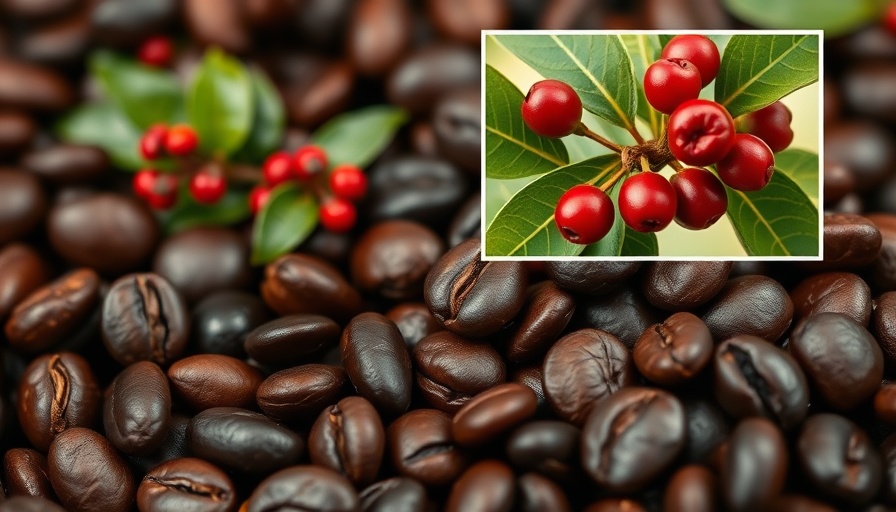 Close-up of coffee beans and coffee cherries, highlighting Colombia's coffee tariffs impact.