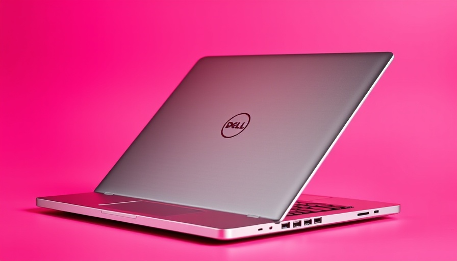 Sleek Dell 14 Plus laptop in silver on a pink background.