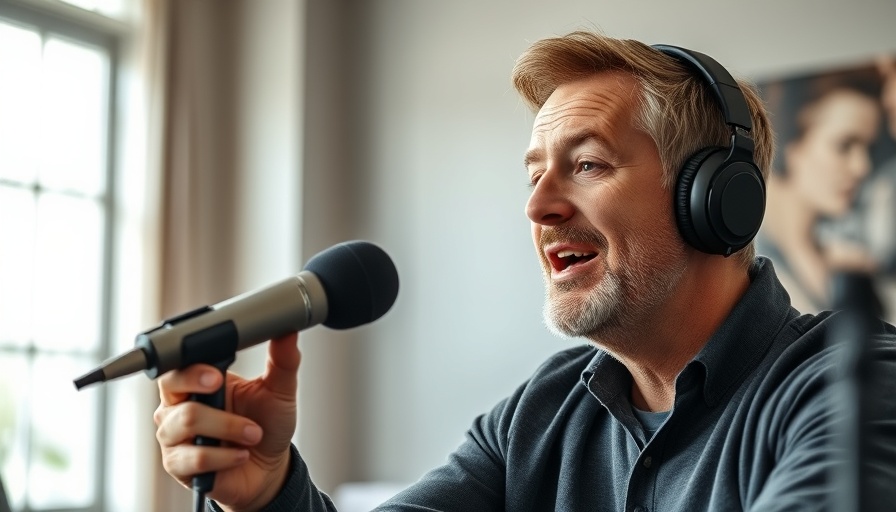 Confident man podcasting indoors, discussing how to end any conflict on your terms.