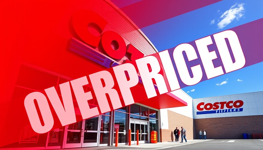 Costco store with 'OVERPRICED' text overlay.