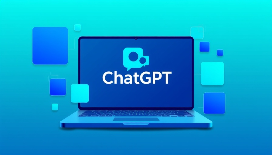 Stylized laptop screen with ChatGPT logo and abstract elements.
