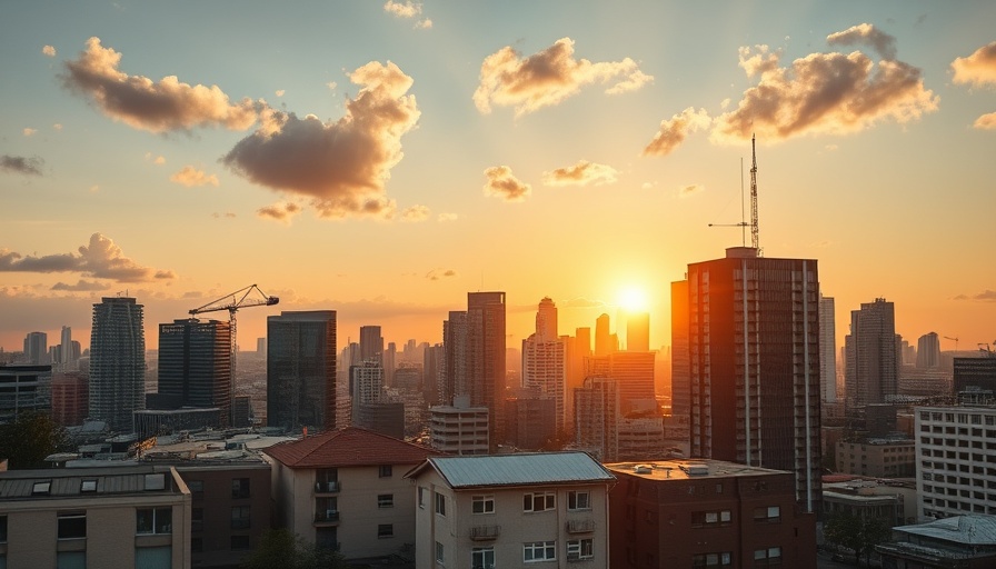 Golden hour skyline, forecast backdrop for 2025 rate cut.