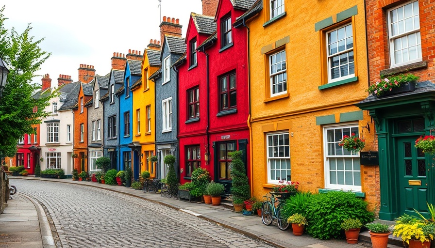 Row of colorful Scottish townhouses showcasing traditional architecture.