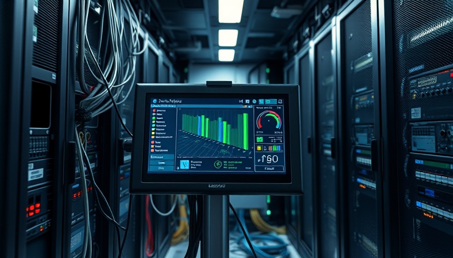 AI Infrastructure Maintenance network testing device in server room.