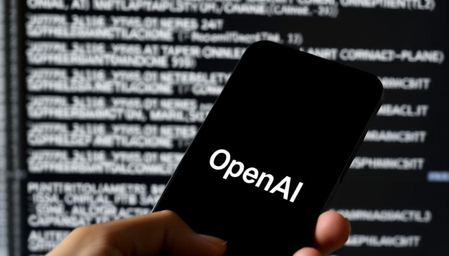 OpenAI logo on phone in front of AI text, highlighting nonprofit governance.