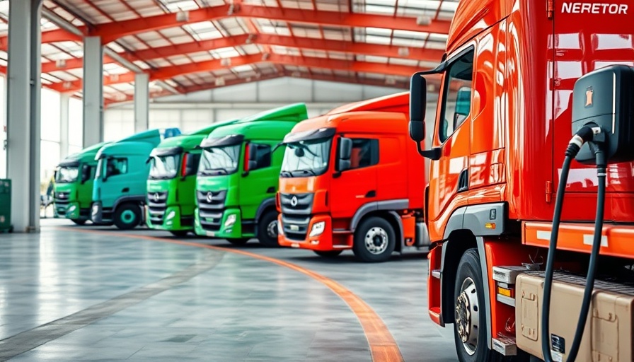 Electric trucks charging at a depot in the UK government scheme.