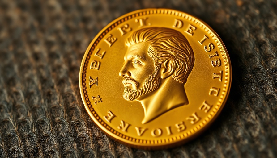 Close-up of vintage gold coin for collectible coins investing.