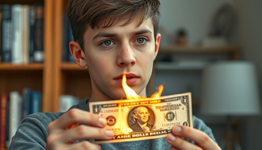 Person discussing financial literacy UK with burning money.