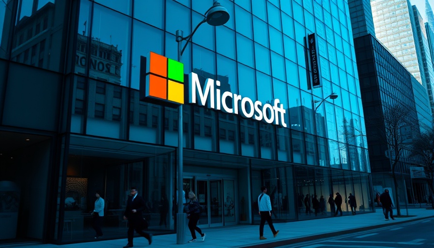 Microsoft office building with people, highlighting urban atmosphere.