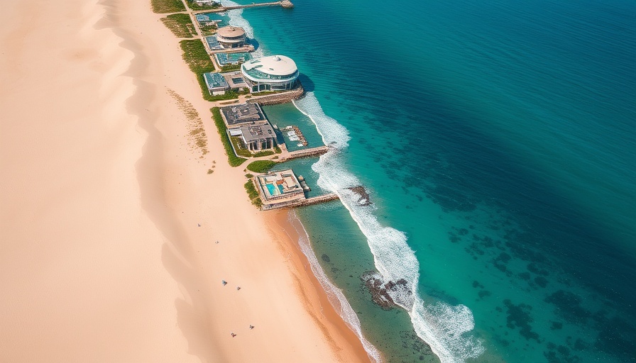 Aerial view of coastal landscape with sea view premium.