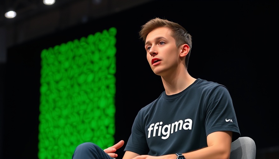 Young man at a conference discussing Figma IPO Strategy.