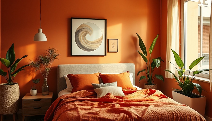Stylish terracotta bedroom design with earthy tones and cozy ambiance.