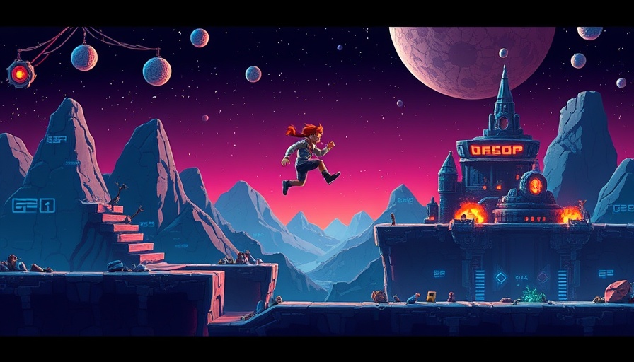 NES games emulator 3D scene with character jumping in pixel art.