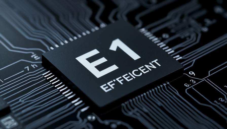 Close-up of Electron E1 chip highlighting energy efficiency features.