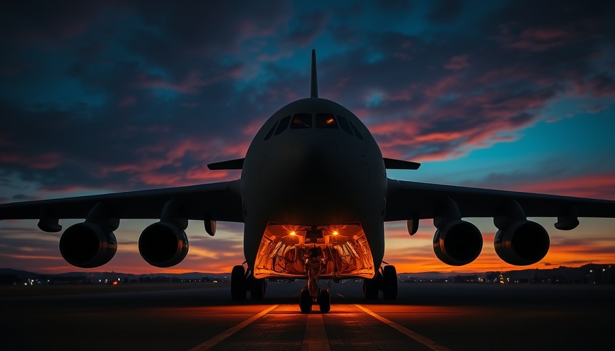 Israel Aerial Aid Drops: Military cargo plane at sunset