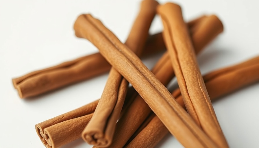 Aromatic cinnamon sticks close-up against white background.