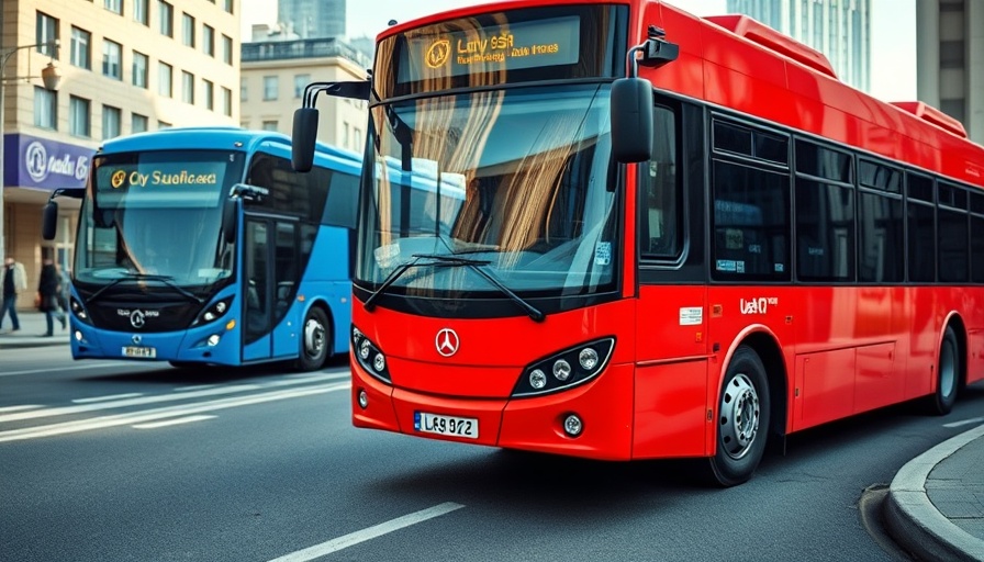 Bus service changes Moffat featuring red and blue buses on street