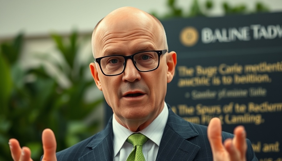 Bald man warning about the neurotoxicity of pawpaws, foliage background.
