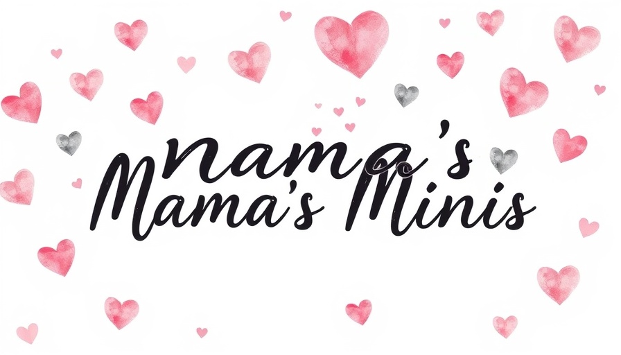 Heart pattern design with cursive 'Mama's Minis' text.
