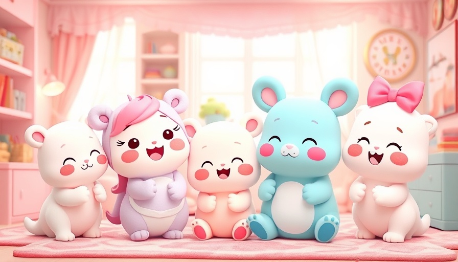 Sanrio licensing strategy depicted through cute characters in a playful scene.