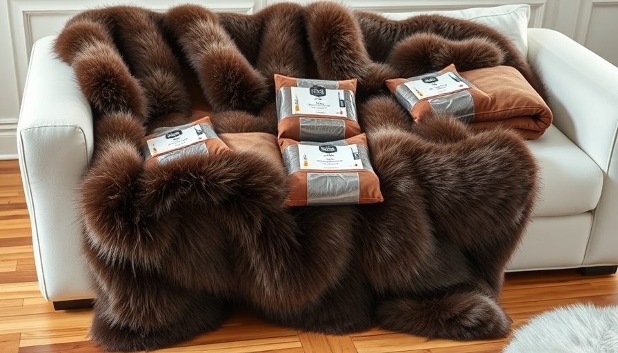 Luxurious faux fur blankets packaged for display.
