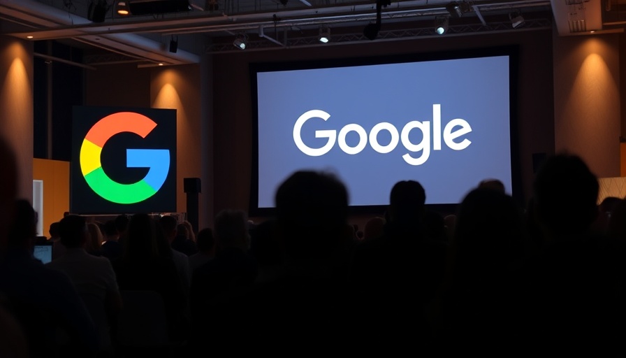 Google monopoly ruling impact on small businesses; silhouette of audience at tech conference.