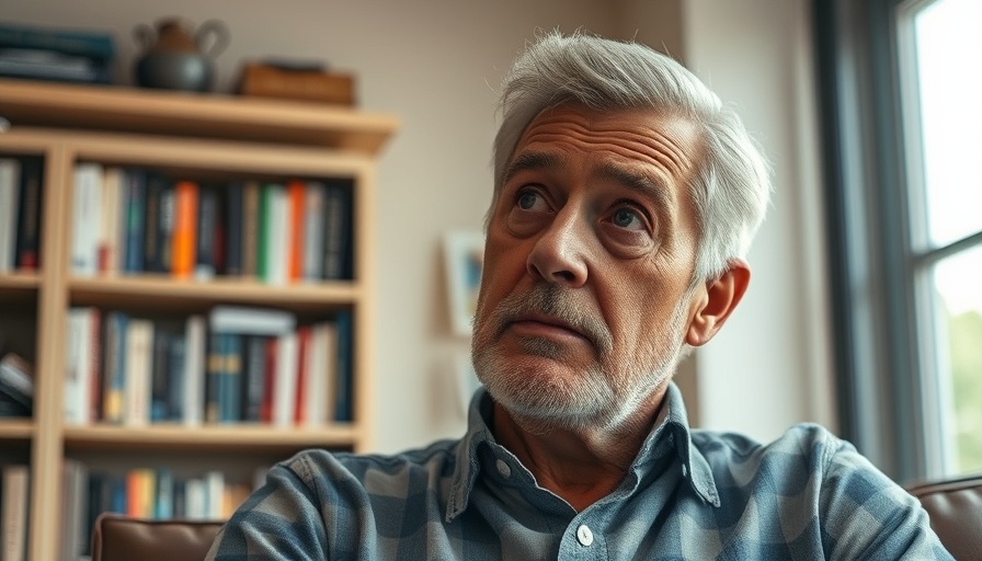 Middle-aged man contemplating retirement savings indoors.