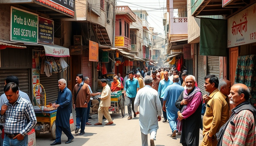 Street scene in Pakistani town, highlighting local life and commerce.