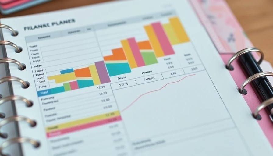 Organized sinking funds chart with colorful planner.