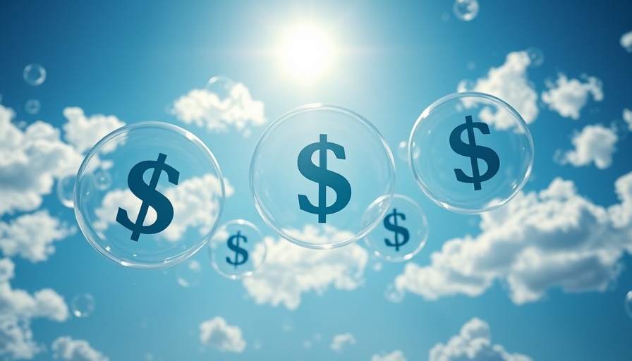 Floating dollar symbols in bubbles against sky, cloud computing trends 2025.