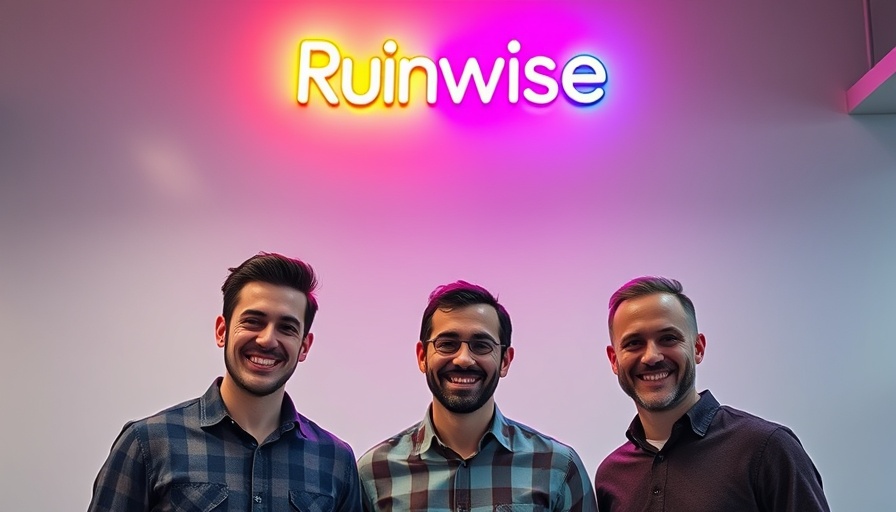 Runwise technology commercial cooling team in front of neon sign.