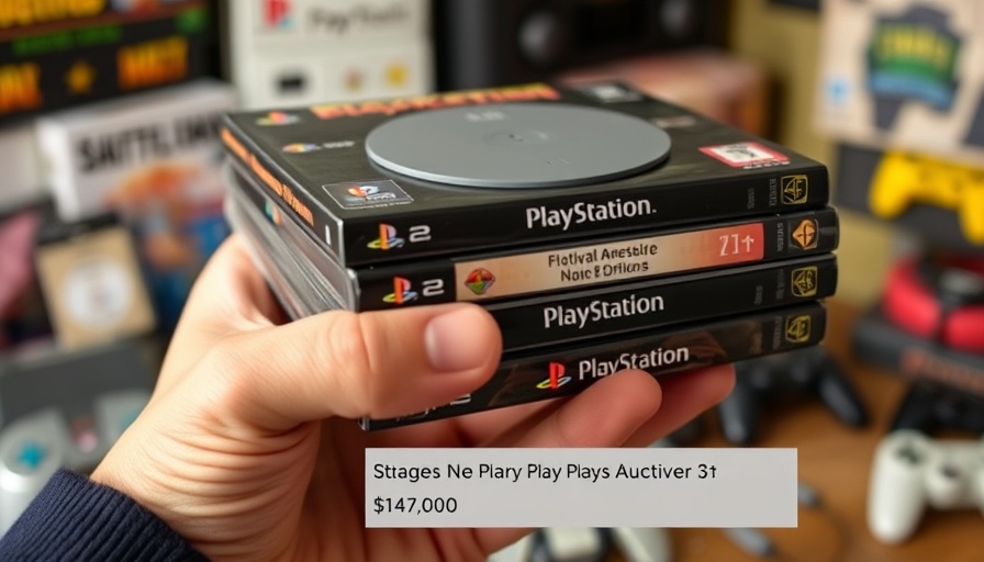 Retro PlayStation 1 games with auction price displayed.