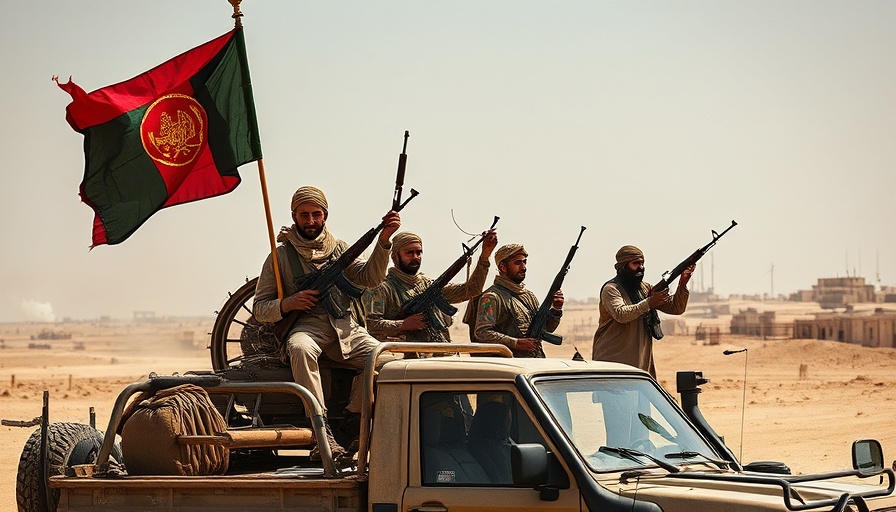 Militant members with weapons and flag in conflict zone, Israel Gaza occupation consequences.