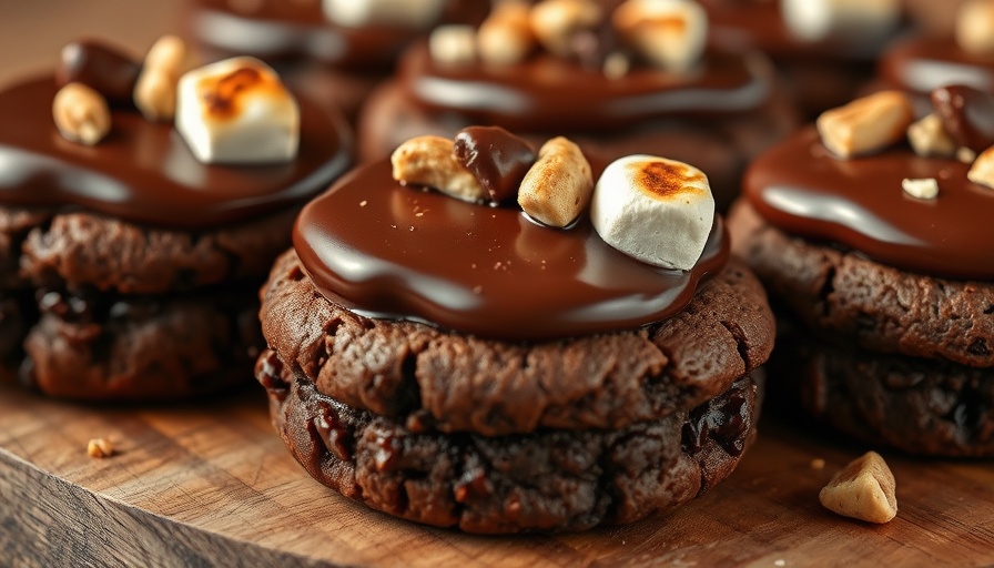 Decadent cookies drizzled with chocolate ganache and topped with marshmallows and nuts.