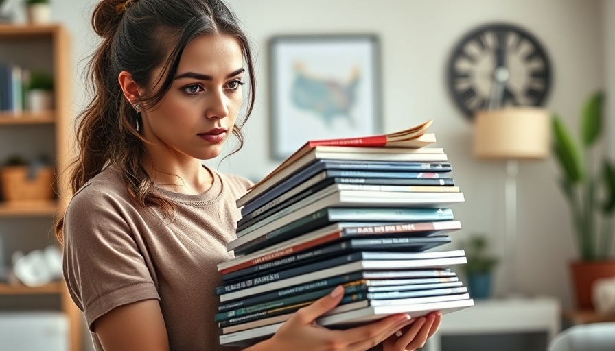 Young woman organizing items for budget-friendly decluttering.