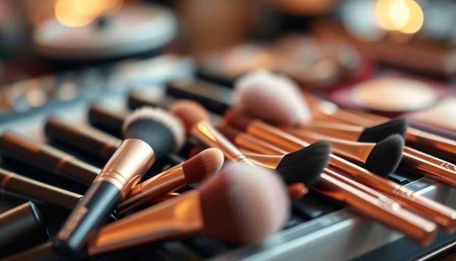 Elegant makeup brushes, emphasizing women and beauty, soft focus.