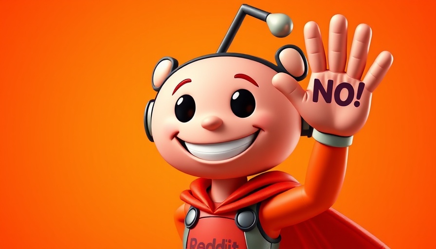 Cartoon Reddit mascot says 'NO!' to AI scraping.