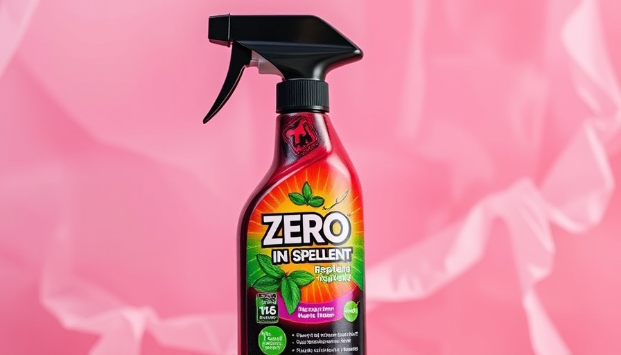 Aldi Chemical-Free Spider Repellent bottle on pink abstract background.